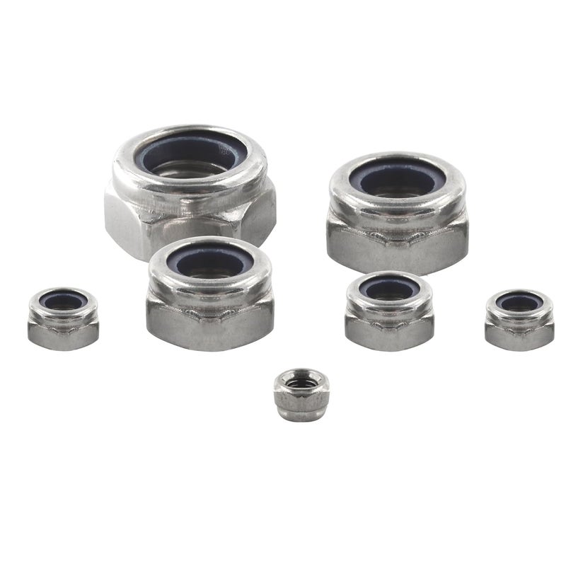 PDETVEO 50PCS Stainless Steel 304 Lock Nuts, M5-0.8 Nylon Insert Hex Lock Nuts - Image 2